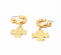 Gold Hammered Cross with Huggie Hoop 1" Earring