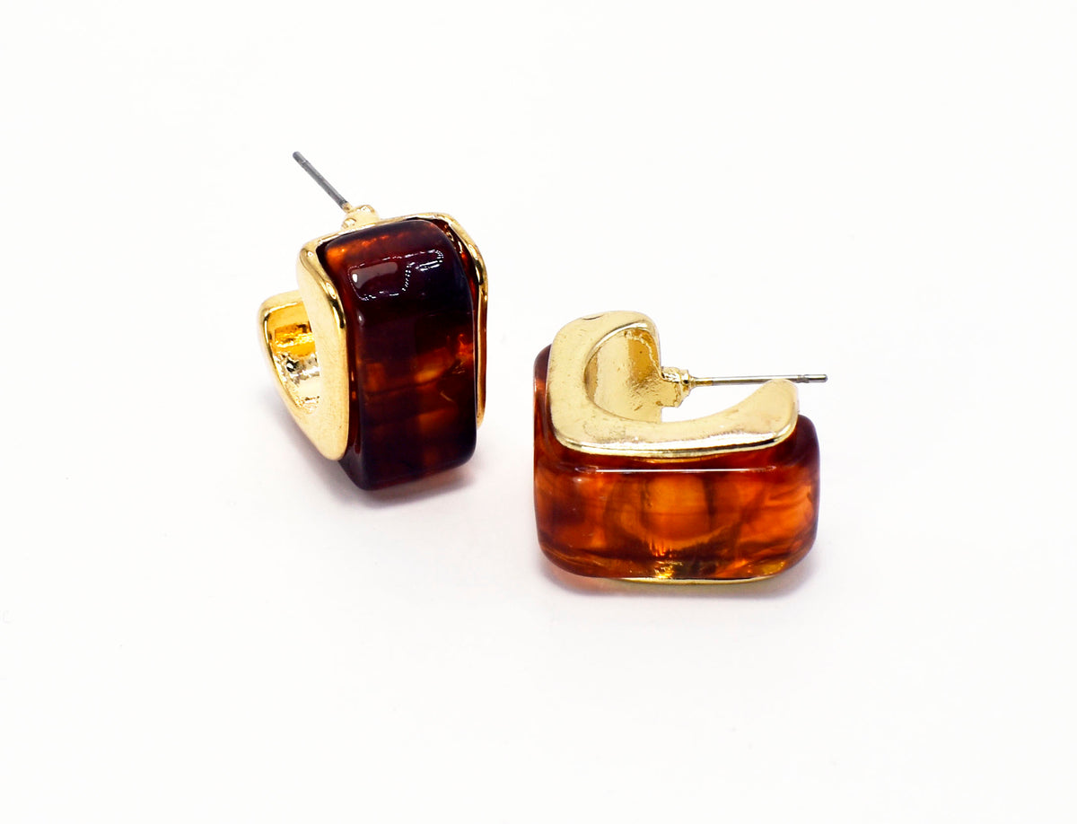 Tortoise Acrylic Squared 1" Earring