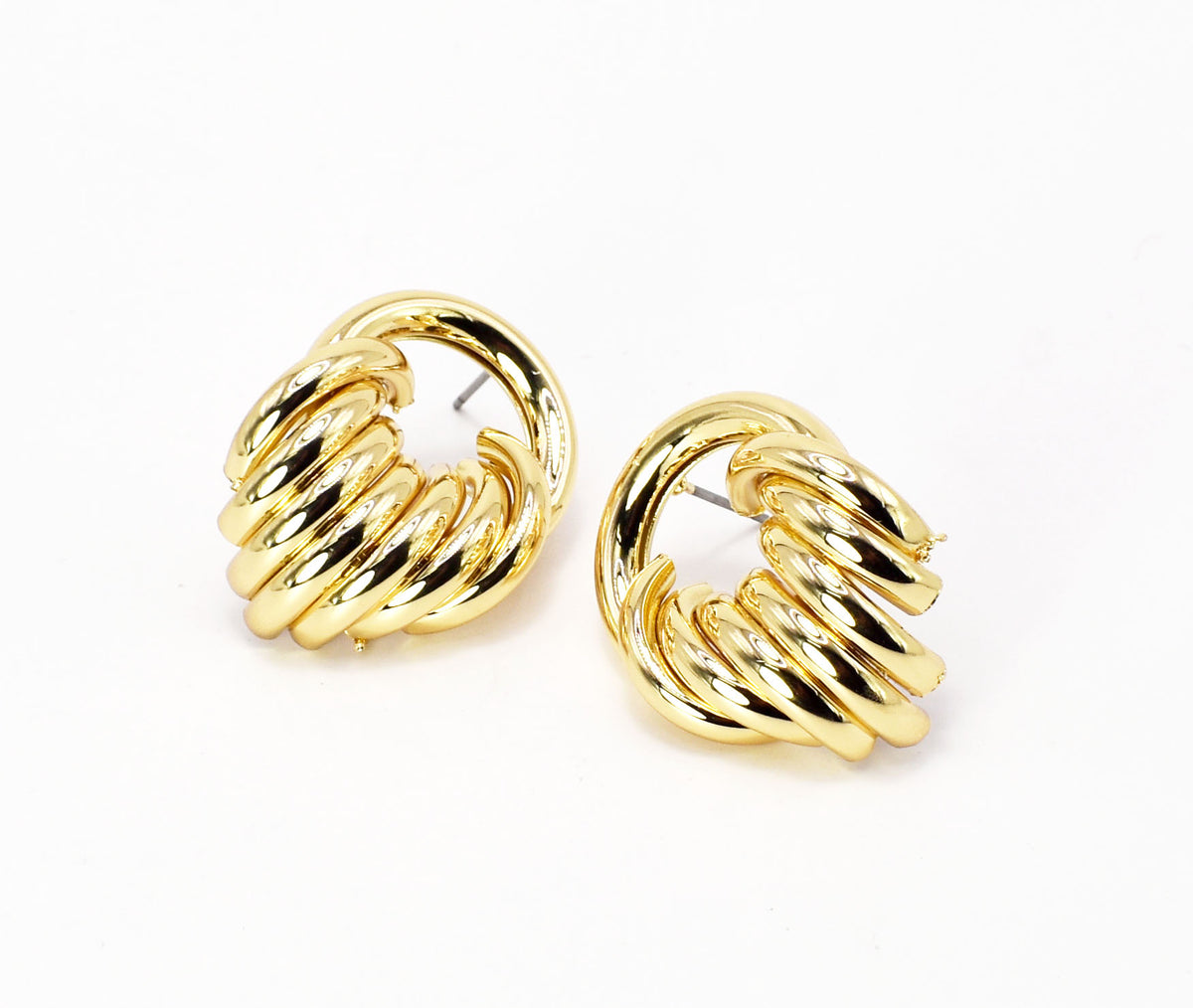 Gold .75" Open Circel Hoop with Circle Accents