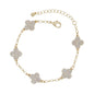 Gold Pave Clover Chain Bracelet 7.5-8"