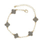 Black Diamond Pave Clover Chain Bracelet 7.5-8"