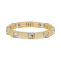 Gold Ribbed Bracelet with Clear Square Accent