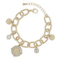 Gold Chain with Two Tone Coin and Pearl Charm Bracelet