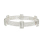 Textured Silver with Clear Rectangle Crystals Stretch Bracelet
