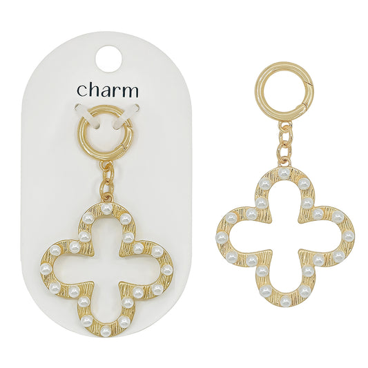 Pearl Studded Clover 1.25" Charm, Great for Scarf Necklaces