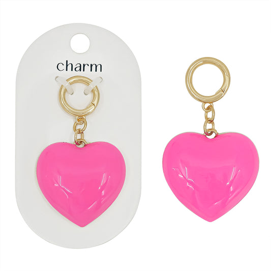 Pink Color Coated Heart 1.5" Charm, Great for Scarf Necklaces