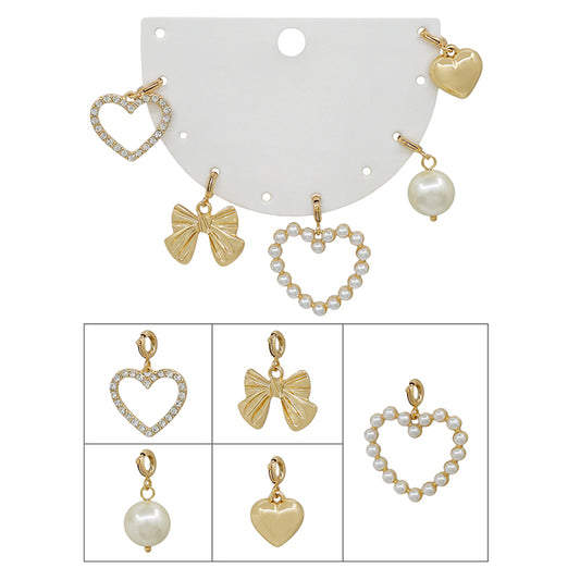 Heart, Ribbon, Pearl, Necklace Charms, Perfect for Creating your own Charm Necklace!