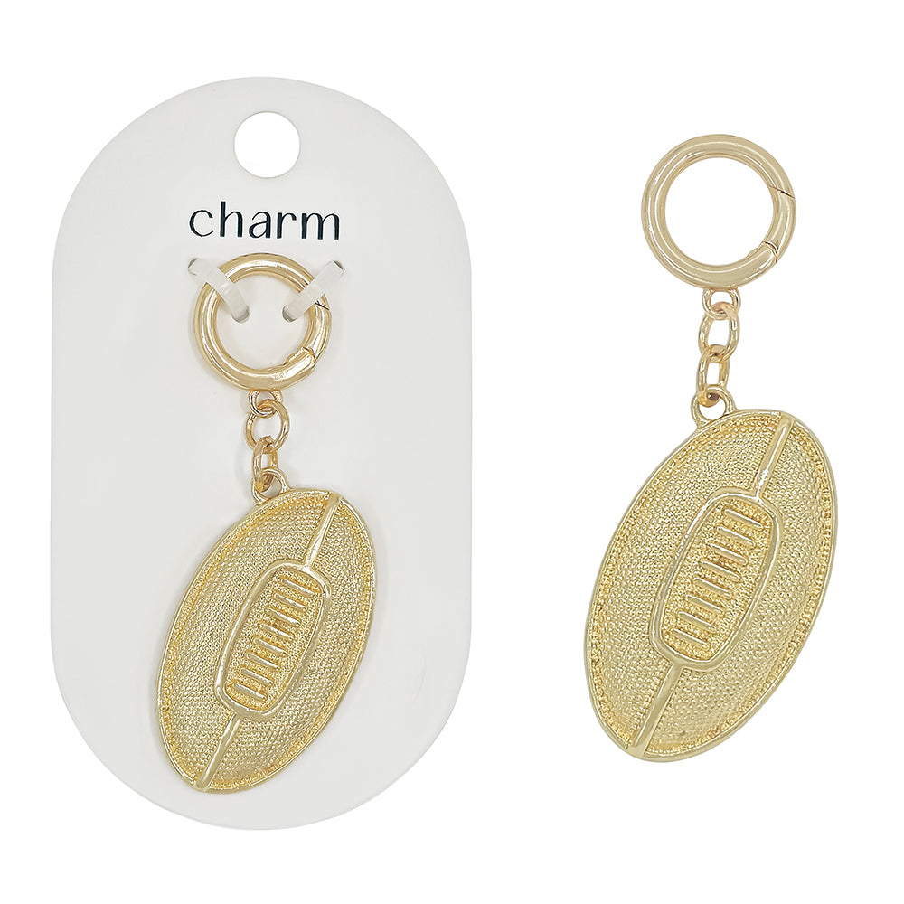 Gold Metal Football Cutout Clip on Charm, Perfect for the Gameday Silk Knotted Scarf Necklace,  VERY POPULAR!