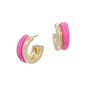 Small Gold and Hot Pink 1" Hoop Earring