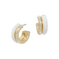 Small Gold and White 1" Hoop Earring