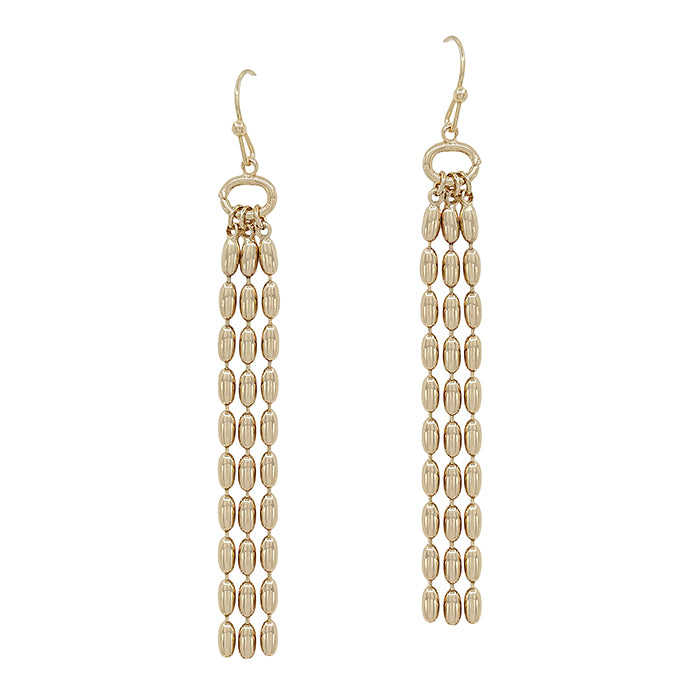Gold Multi Textured Chain 2" Earring