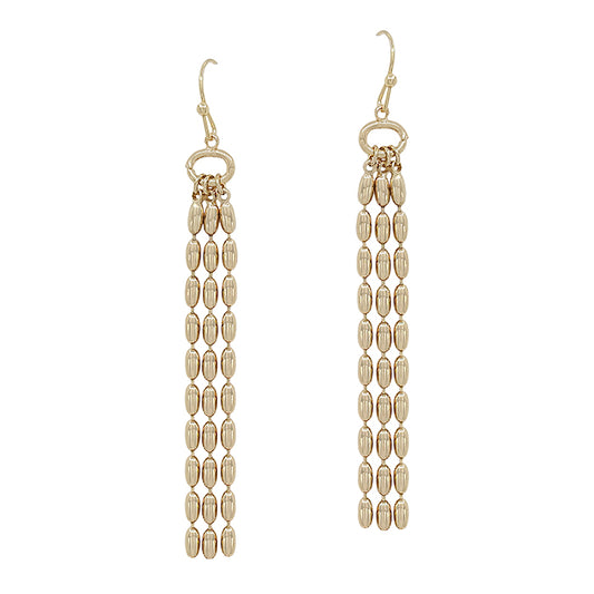 Gold Multi Textured Chain 2" Earring