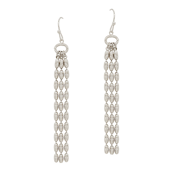 Silver Multi Textured Chain 2" Earring