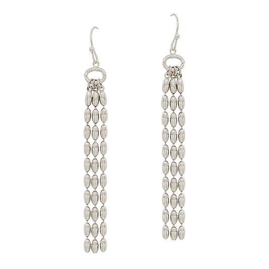 Silver Multi Textured Chain 2" Earring