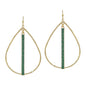 Open Teardrop with Green Rhinestone Bar 2" Earring