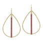 Open Teardrop with Red Rhinestone Bar 2" Earring