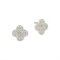 Silver Rhinestone Clover Stud .5" Earring