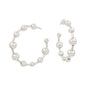 Silver Graduated Beaded 1.75" Hoop Earring