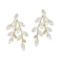 Clear Crystal and Gold Leaf Pattern 1.5" Drop Earring