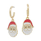 Metal Santa on Gold Huggie Hoop 1" Earring