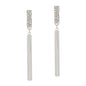 Rhinestone Silver Cylinder Drop 2" Earring