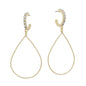 Gold Teardrop with Rhinestone Huggie Hoop 2" Earring