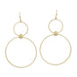 Double Gold Circle Drop 2" Earring