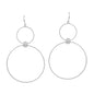 Double Silver Circle Drop 2" Earring