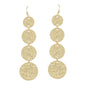 Gold Hammered Round 4 Drop 2" Earring