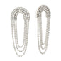 Silver Rhinestone Tennis Chain Layered 2" Drop Earring