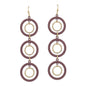 Maroon Color Coated and Gold Layered Circle 2" Earring