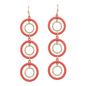 Orange Color Coated and Gold Layered Circle 2" Earring