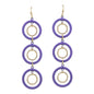 Purple Color Coated and Gold Layered Circle 2" Earring