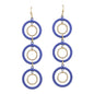 Royal Blue Color Coated and Gold Layered Circle 2" Earring