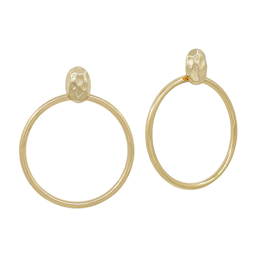 Gold Open Circle Post 1.5" Earring