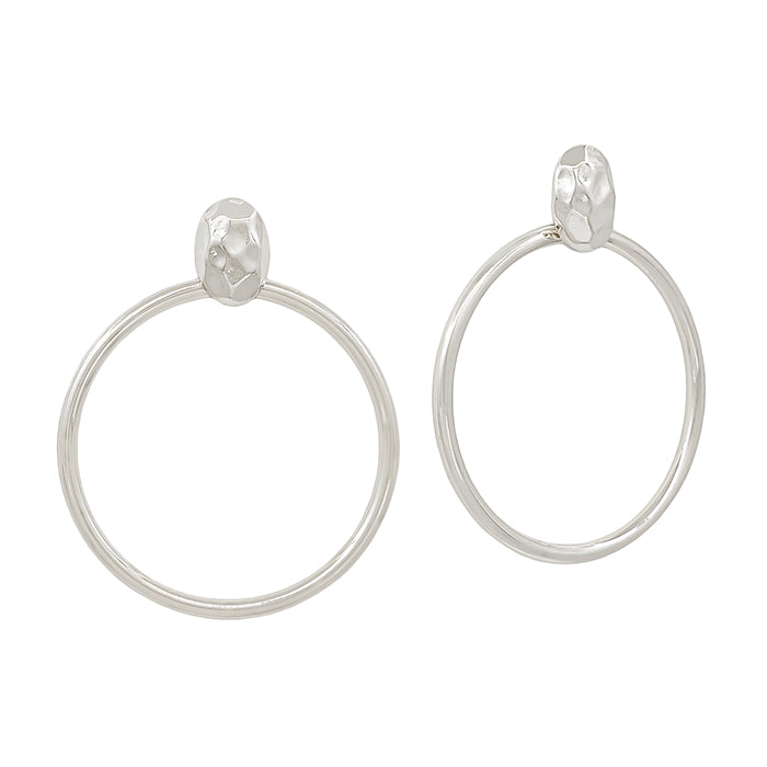 Silver Open Circle Post 1.5" Earring