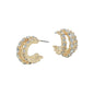 Three Row  Rhinestone .75" Hoop Earring