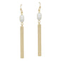 2" Freshwater Pearl with Gold Bar Earring