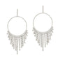 Silver Stud Open Circle with Rhinestone Crystal Drop Earring