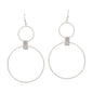 Thin Double Silver Circle with Pave Ring Accent 2" Earring