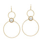 Thin Double Circle with Pearl Accent 2" Earring