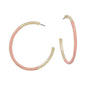 Gold Thin Hoop with Peach Color Coated Accent 2" Earring