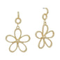 Gold Small Hoop with Open Flower Drop 1.75" Earring