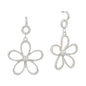 Silver Small Hoop with Open Flower Drop 1.75" Earring