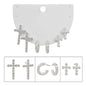 Set of Three Silver Rhinestone Cross, Beaded Cross, and Huggie Hoops