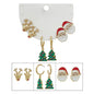 Christmas Set of 3 Santa, Christmas Tree, and Reindeer Stud Earrings