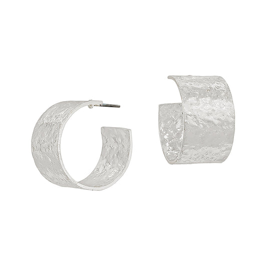 Silver Textured 20MM Hoop, 12MM Wide
