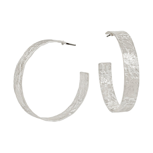 Silver Textured 1.75" Hoop, 7mm Wide