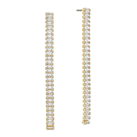 Gold Rectangle Crystals 2.5" Drop Earring