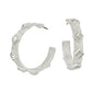 Silver Textured Hoop with Clear Diamond Crystals 2" Earring